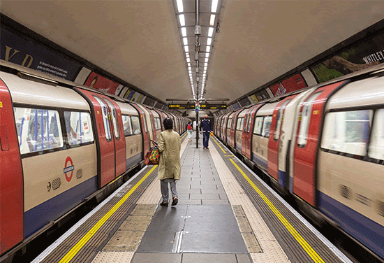 Two trains at Tube platform