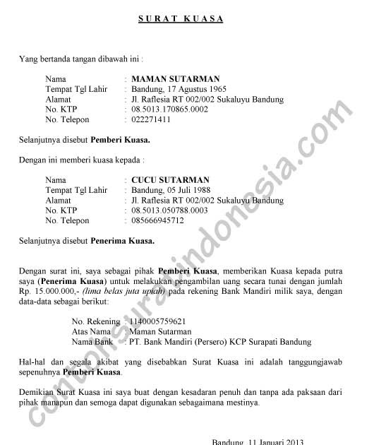 Feb 06 2020 Beberapa Contoh Surat Kuasa Penutupan Rekening Tabungan Terbaru 2019.