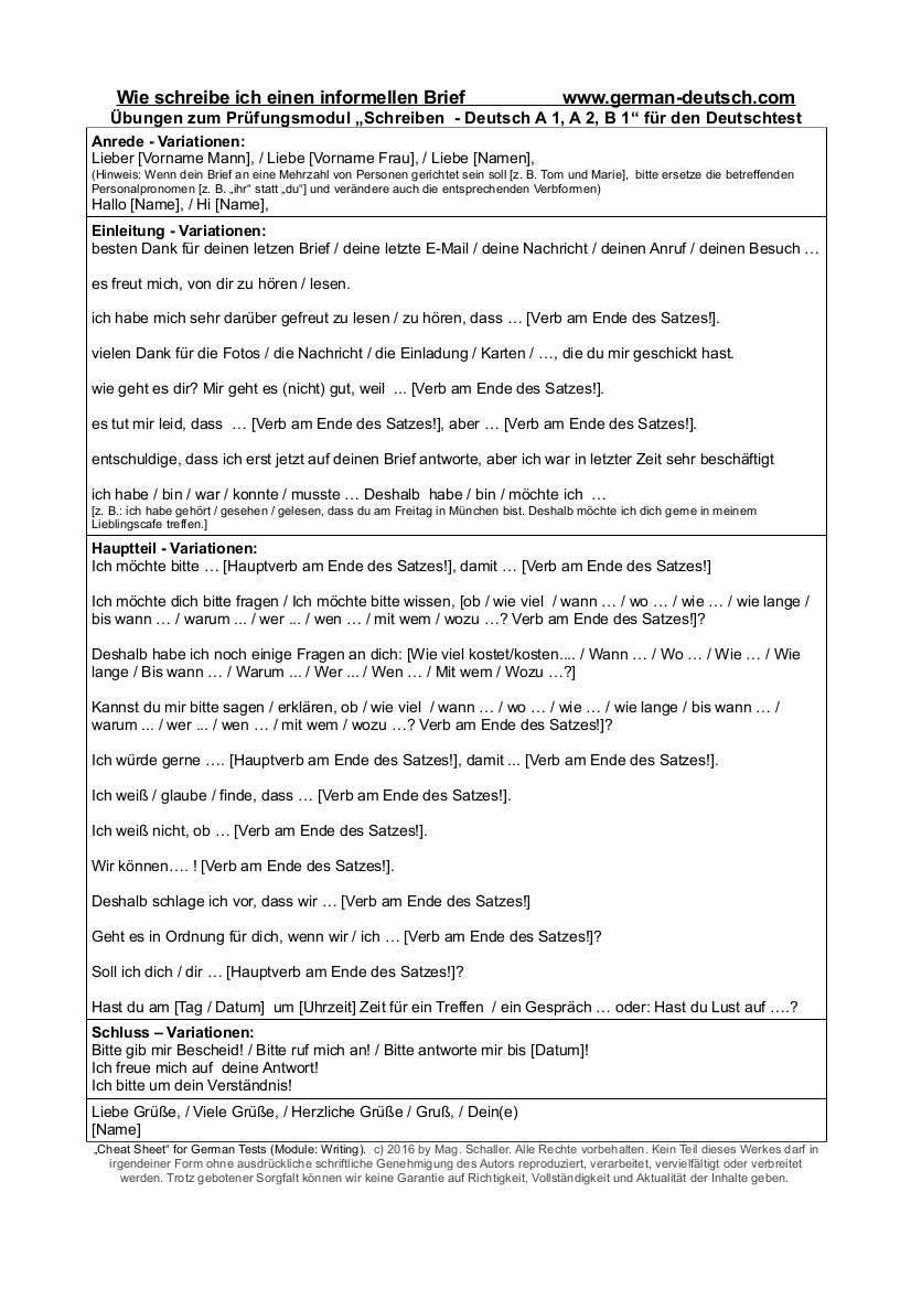 #a1 brief #schreiben 7 neue #beispiele. Wie Schreibe Ich Einen Informellen Brief Auf Deutsch Ubungen Tipps Fur A 1 A 2 B 1 German Deutsch Com