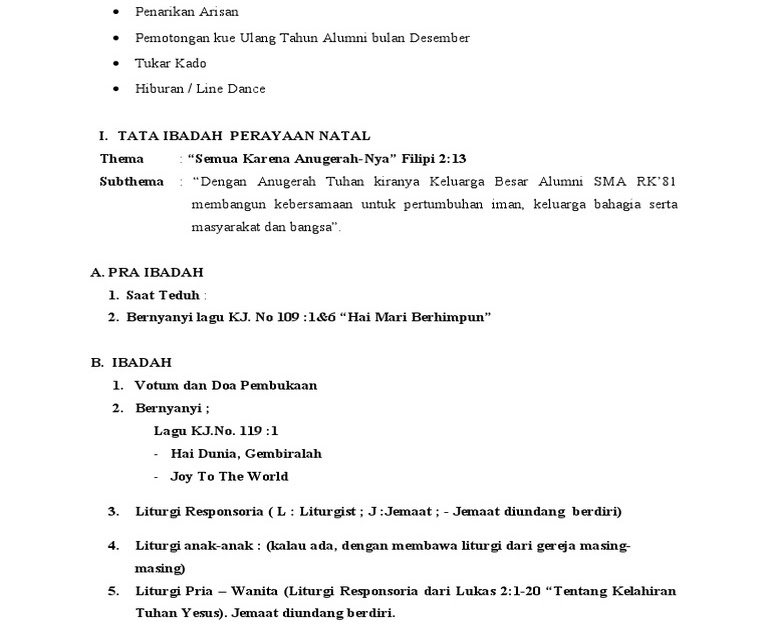Teks Doa Pembukaan Perayaan Natal : Rabbana atina fiddun ...