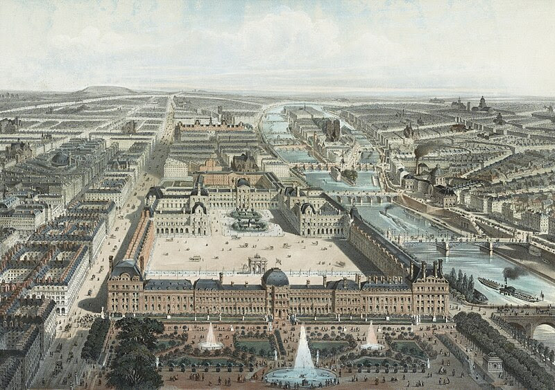 File:Paris moderne. Les Tuileries, le Louvre, et la rue de Rivoli, vue prise du Jardin des Tuileries.jpg