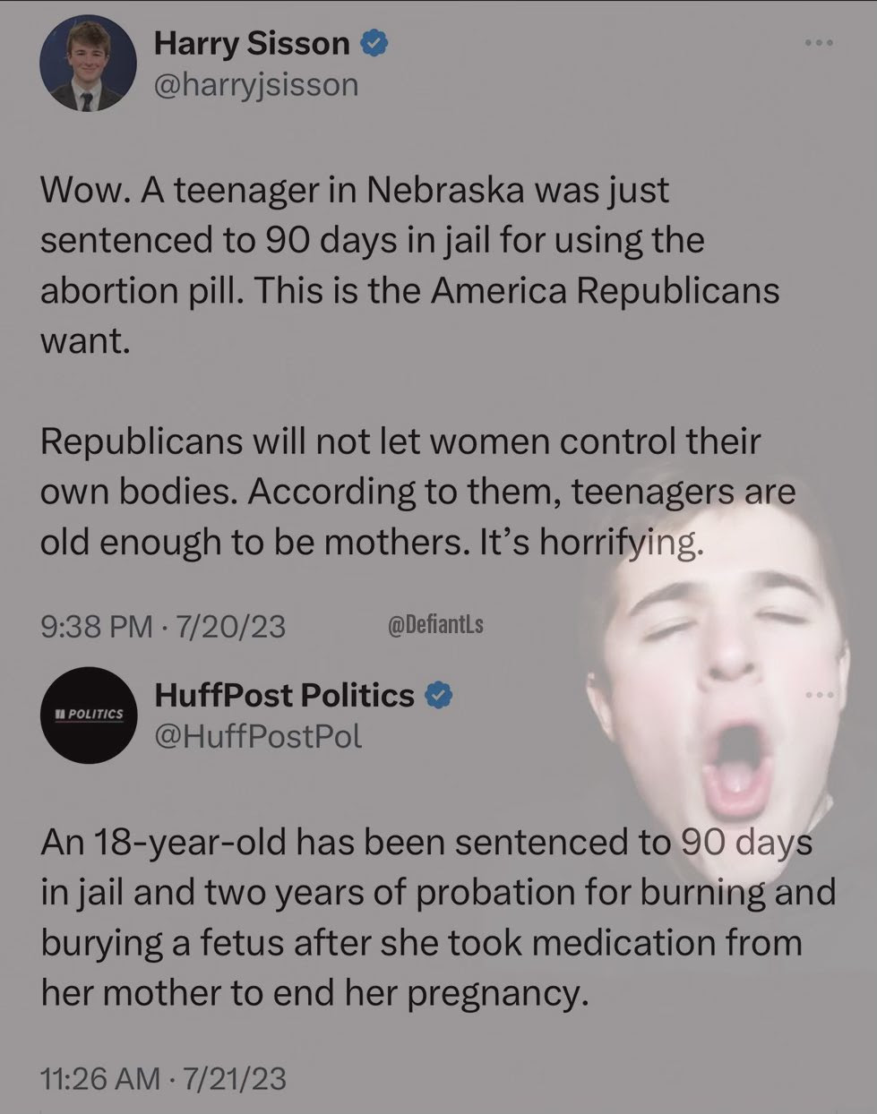 Hypocrite: numerous pro-lifers are moaning that a girl was jailed for using the abortion pill when she was in fact jailed for burning and burying her aborted fetus.