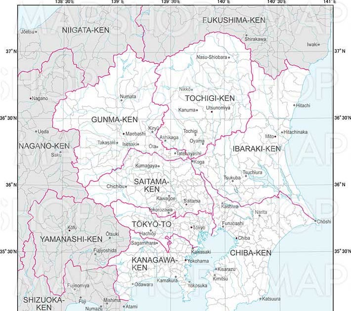 無料ダウンロード 関東 白地図 関東白地図 市町村名入り