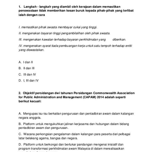 Contoh Soalan Pengetahuan Am Kerajaan - New Sample l