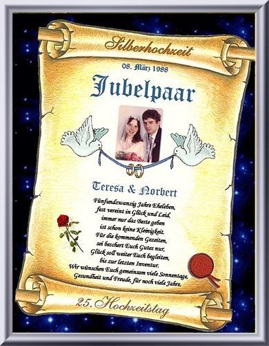 Glückwünsche Zum 32. Hochzeitstag / Weiteres - Urkunde zur Silberhochzeit 25. Hochzeitstag DIN ...