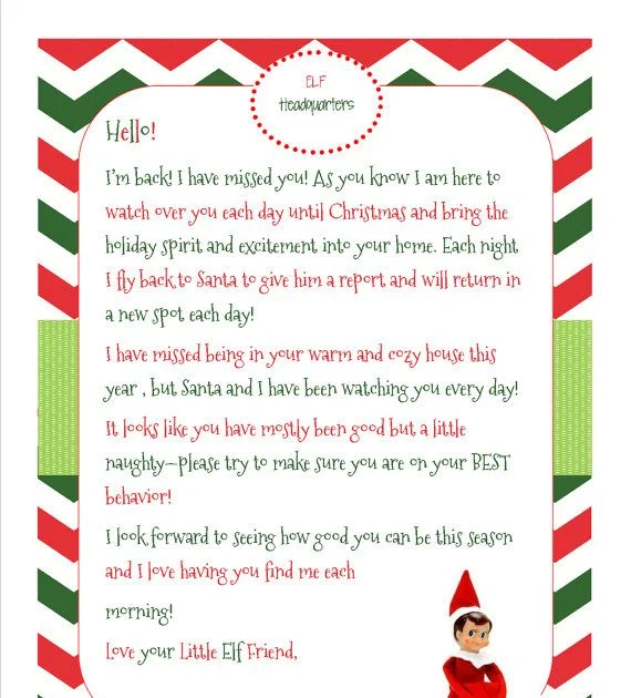 Birthday Letter From Elf at the Shelf rogercastaneda