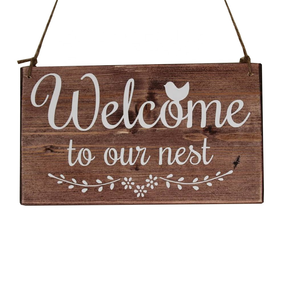 A hanging office sign is a quick and easy way to add some corporate branding or messaging to your space. Shabby Chic Home Decor Bar Office Bathroom Hanging Wooden Welcome Plaque Sign Buy Hanging Office Signs Decorative Yard Signs Christmas Wood Craft Signs Product On Alibaba Com