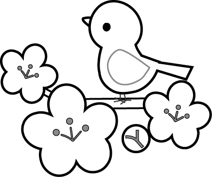 最高の動物画像 ユニーク梅 イラスト 白黒 フリー
