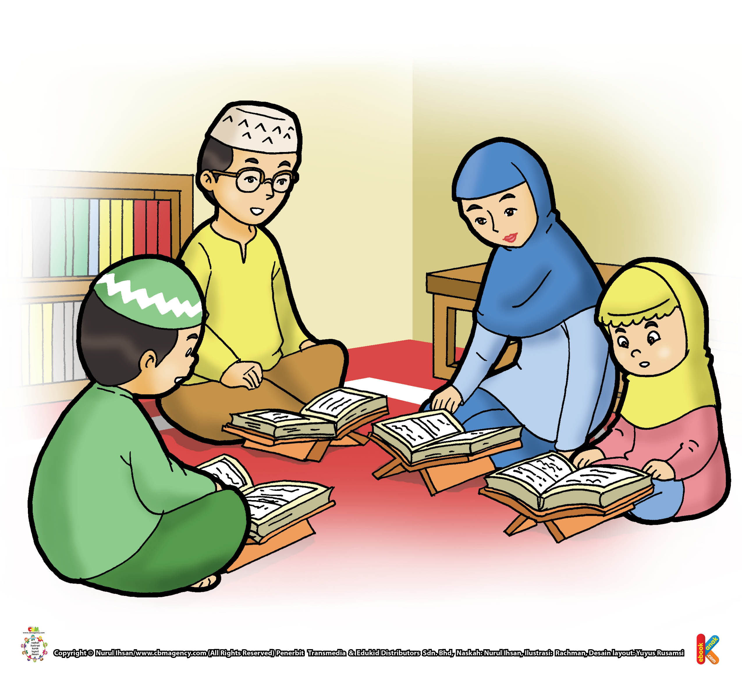 56 Gambar Animasi Anak Muslim Mengaji 