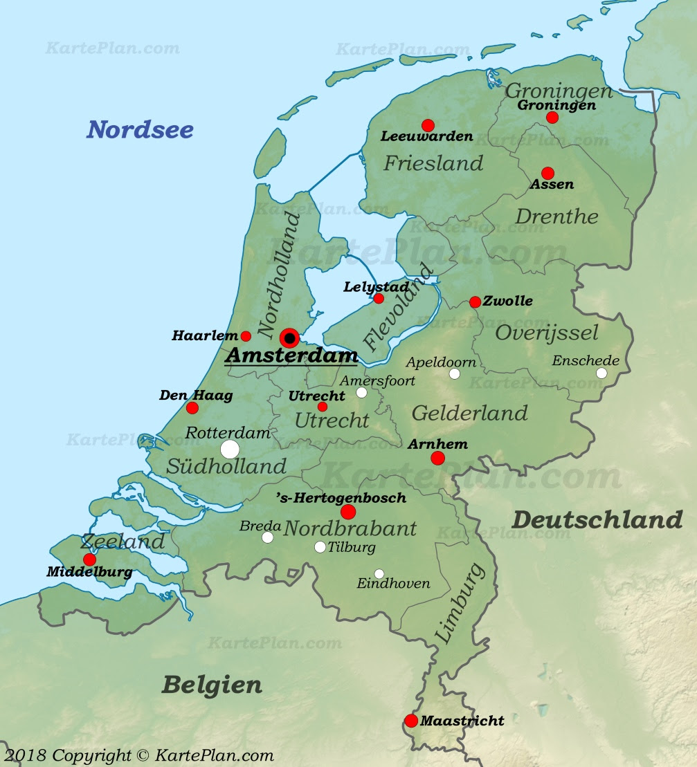 Das vereinigte knigreich der niederlande umfasste im wesentlichen die heutigen. Physische Landkarte Von Niederlande