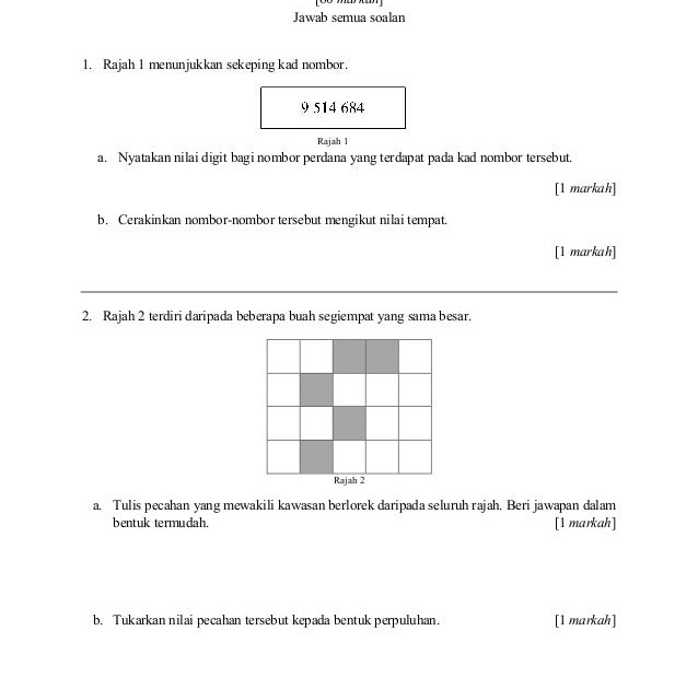 Soalan Matematik Upsr Sebenar 2019 - Helowini