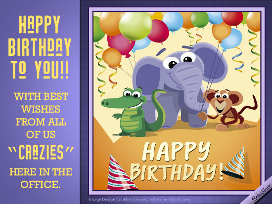 Thank you for being a ray of sunshine at work! From All Of Us Crazies Free Boss Colleagues Ecards 123 Greetings