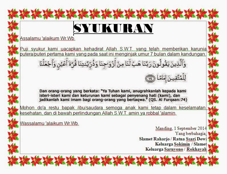 Contoh Surat Undangan Syukuran Ulang Tahun