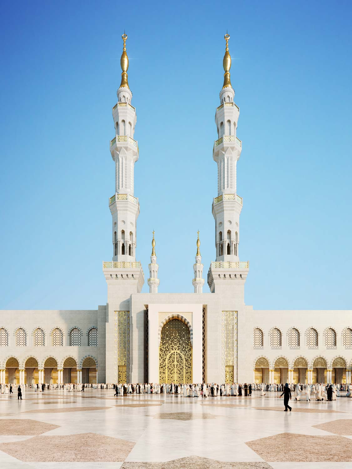 One of islam's most holy cities, medina, is a sprawl of minarets and shops wrapped around the landmark, the prophet's mosque. Architectural Rendering Architectural Visualisation Mosque In Medina Saudi Arabia