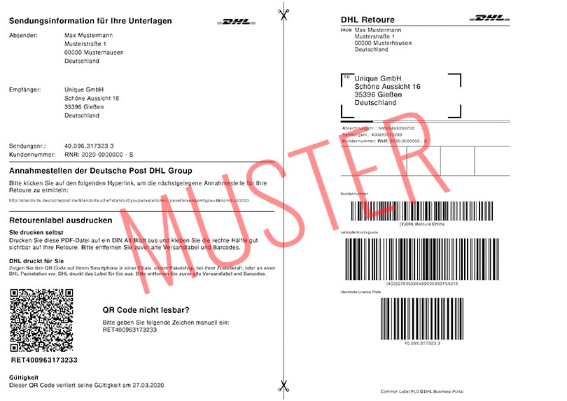 Dhl Retourenschein Zum Selbst Ausdrucken : Dhl Retoure ...