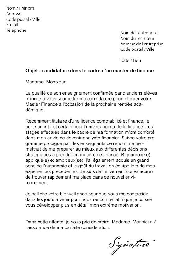 Lettre De Motivation Master 1 Actuariat