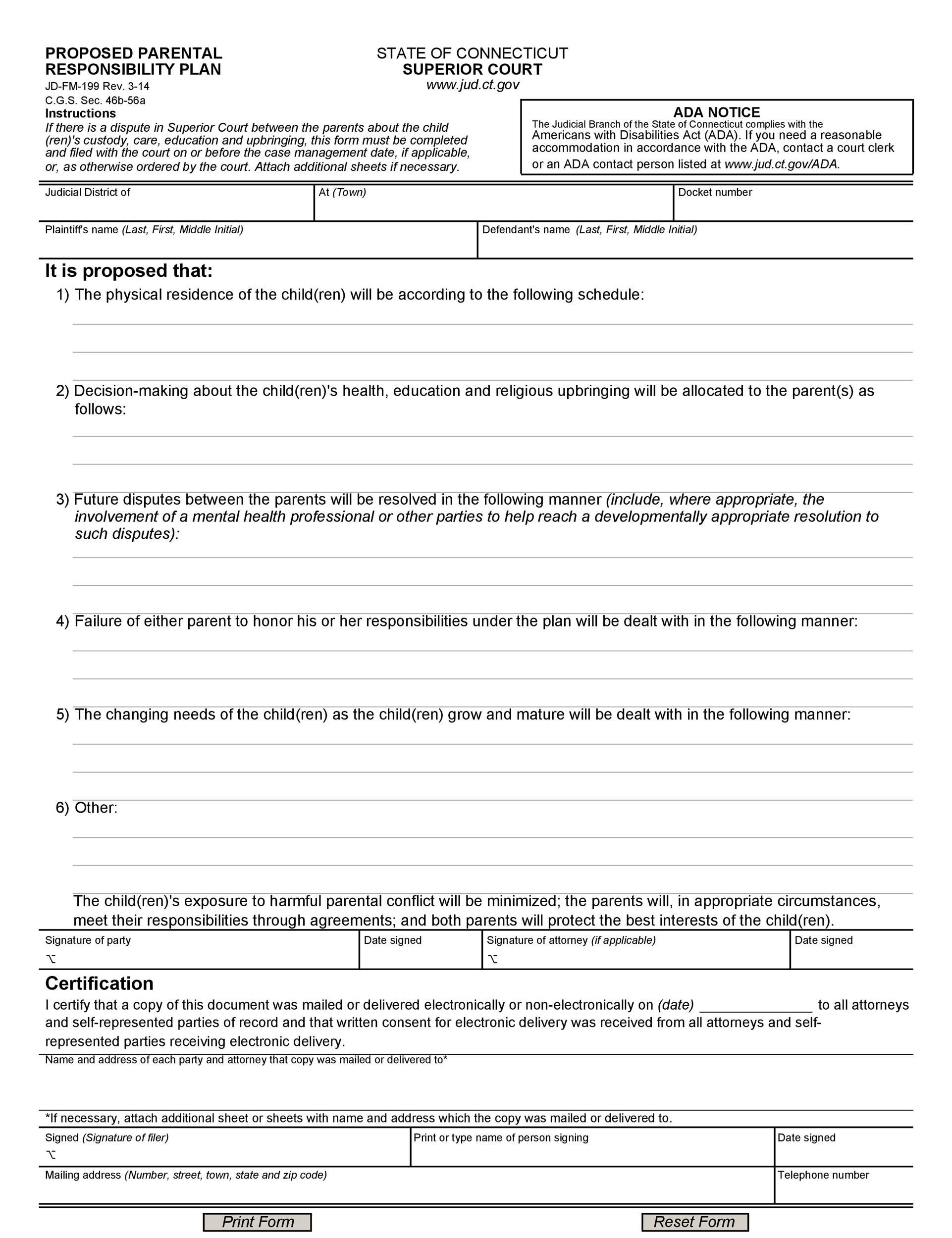 Parental Responsibility Agreement Template | PDF Template