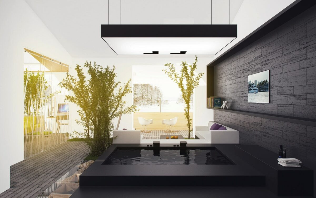 Design your bathroom with this free online app by choosing from the available images or upload your own photo. Black Open Plan Bathroom Interior Design Ideas