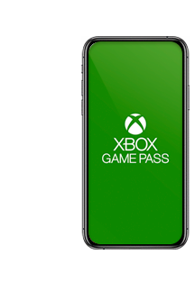 A mobile phone with the Xbox Game Pass app displayed.