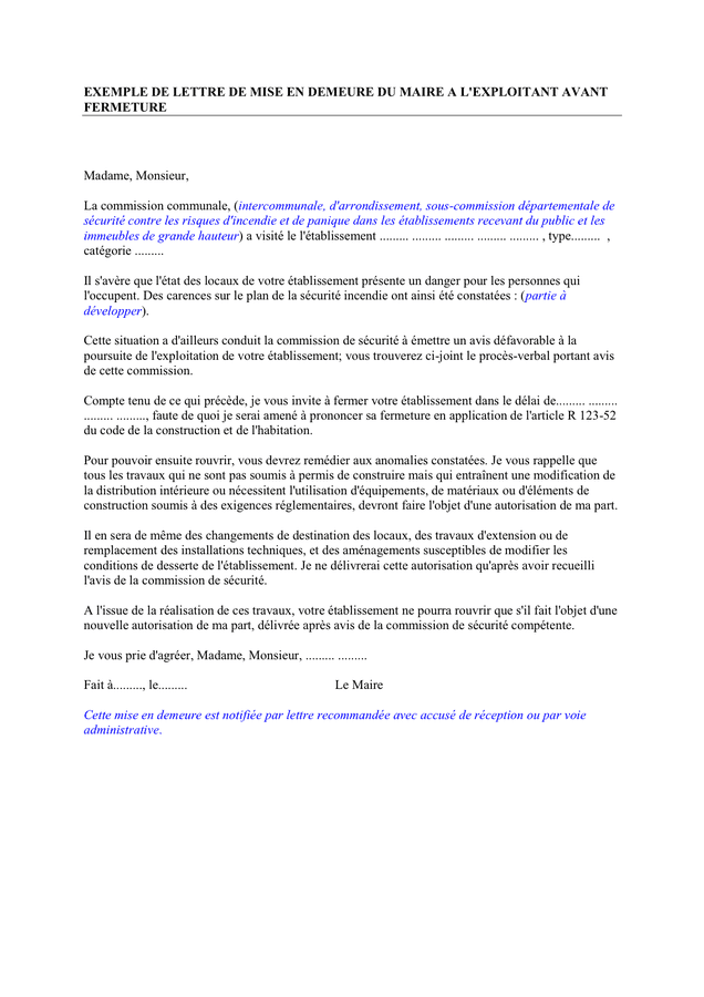 lettre de mise en demeure travaux malfaçon