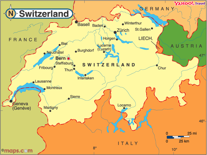 Se encuentra situada en la encrucijada de tres países: Suiza Y Liechtenstein Mapas