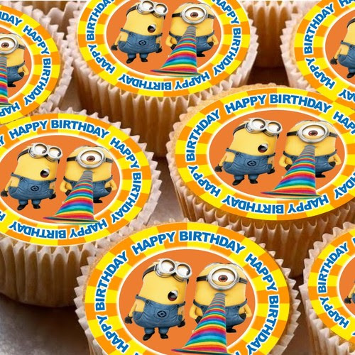 The two best things in the world, minions and cake. 24 Icing Cake Cupcake Fairy Toppers Decorations Minions Desp Me Happy Birthday