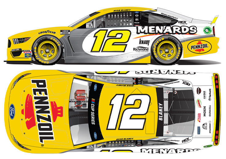 No 22 pennzoil ford mustang uses a special formulation of pennzoil racing oil developed by shell scientists with team penske to maximize driver of the no. 2020 Ryan Blaney 12 Menards Pennzoil Nascar 1 24 Diecast