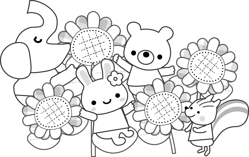 ベスト白黒 モノクロ ひまわり イラスト 動物ゾーン