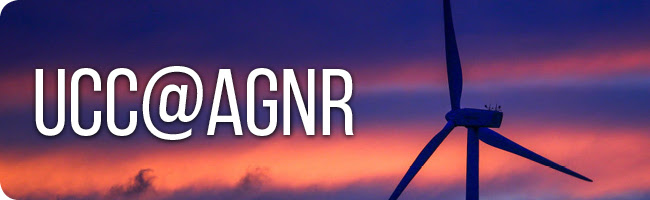 UCC_AGNR Banner - Wind Turbine against sunset sky