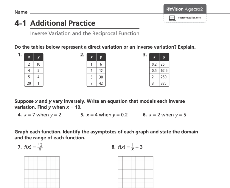 Savvas Realize Answer Key Algebra 1 / Common Core Algebra ...