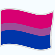 A flag with six colors of the rainbow, generally including red, orange, yellow, green, blue and purple. Bisexual Flag Emoticon