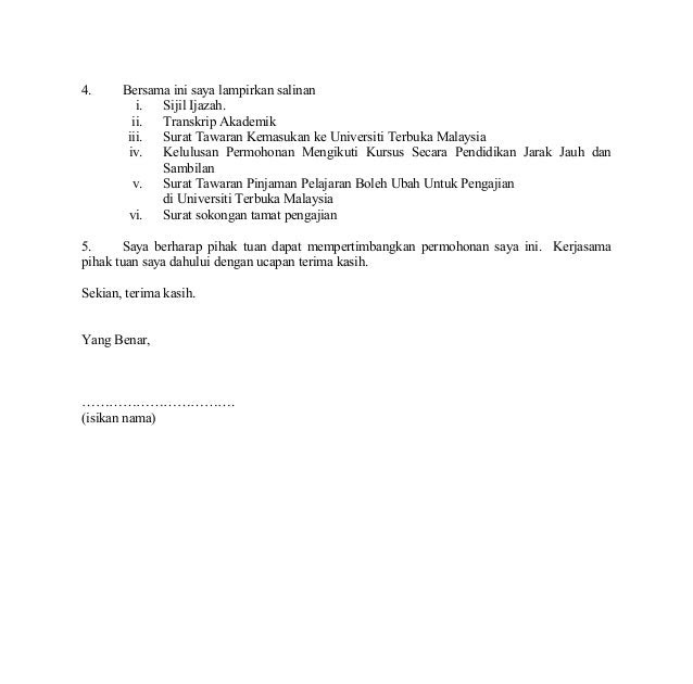 Surat Rayuan Permohonan Pinjaman - Malacca q