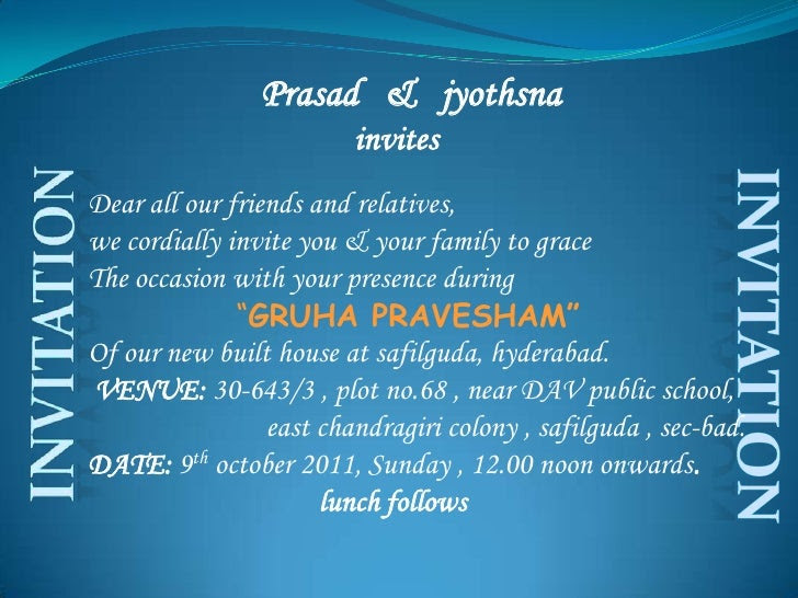Griha Pravesh Invitation Card In Hindi Format - Invitație Blog