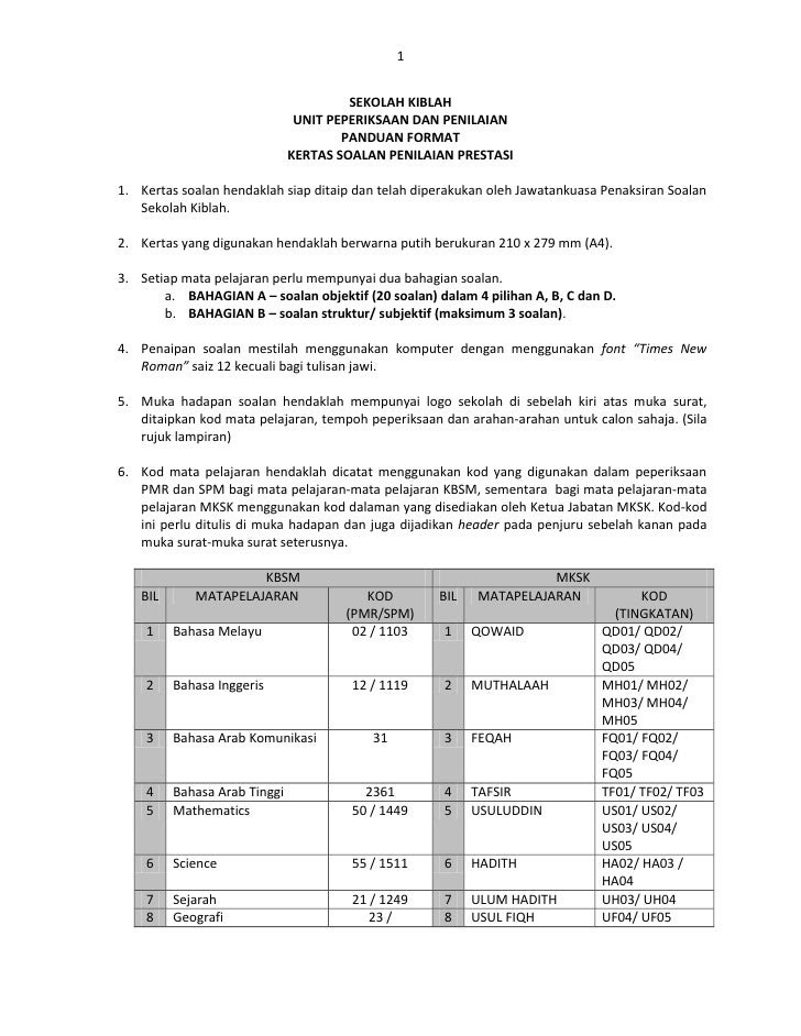 Contoh Soalan Penilaian Isac - Agustus D