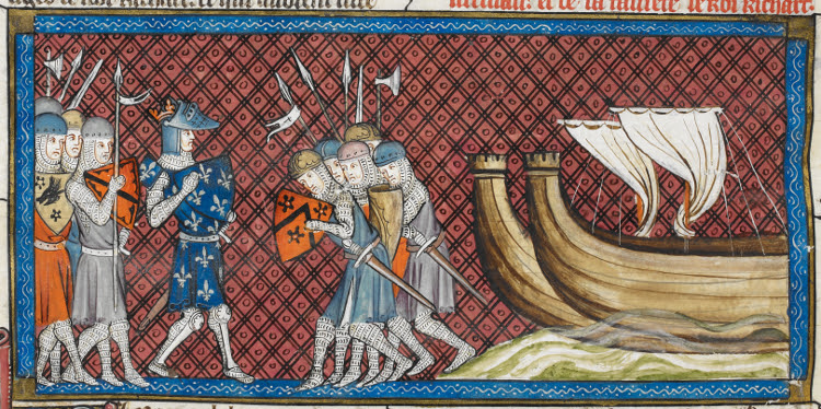 File:Philip Augustus arriving in Palestine - British Library Royal MS 16 G vi f350vr (detail).jpg