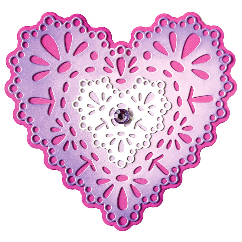 Image of Doily Heart A2 Shaped Card Fold-it Die Set