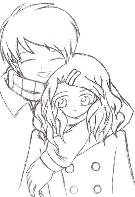 How To Draw  Anime Girl And Boy Hugging Creative Art