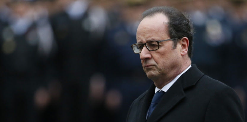 François Hollande lors de l'hommage rendu aux policiers tombés lors des attentats de la semaine dernière.