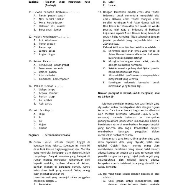 Soal Tes Potensi Akademik Polri Pdf Contoh Soal Tpa Psikologi