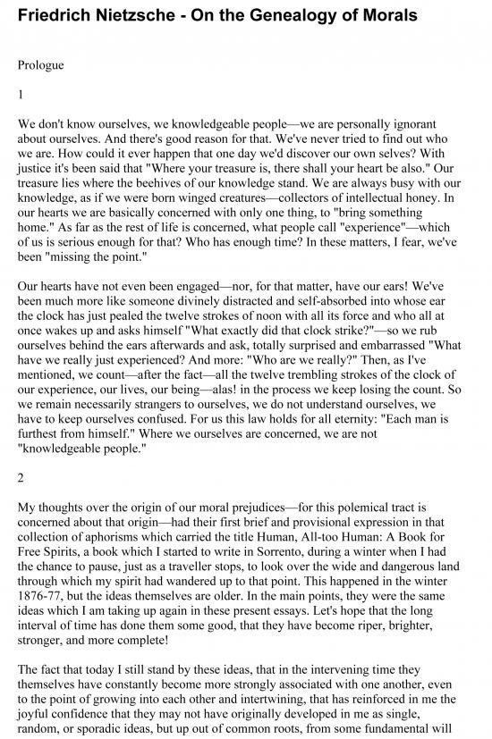 a genealogy of morals first essay