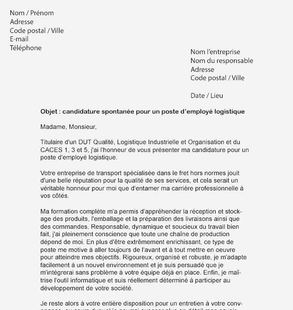Lettre De Motivation Responsable Logistique Junior - Soalan bj