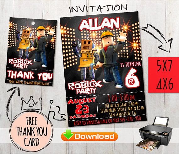 Download Printable Roblox Party Invitations | Free Robux Login