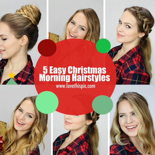 Add a few curls to your hair with your curling iron and set it with tresemmé compressed micro mist hairspray boost hold level 3. 5 Easy Christmas Morning Hairstyles