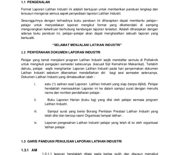 Contoh Jurnal Latihan Industri - Contoh Win