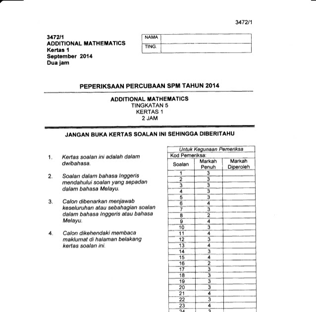 Soalan Add Math Akhir Tahun Tingkatan 4 - Viral Blog u