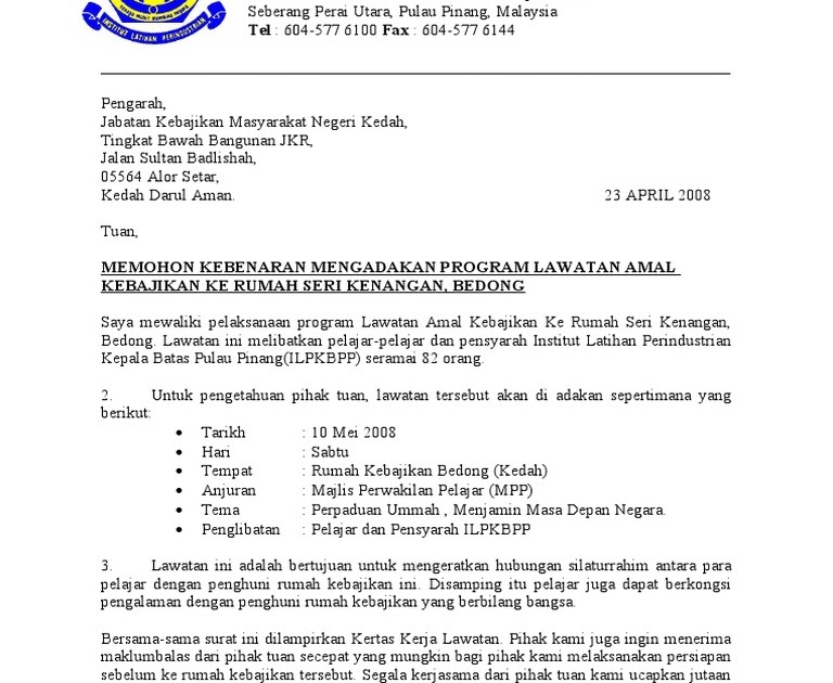 Surat Rasmi Permohonan Program - Surasmi X