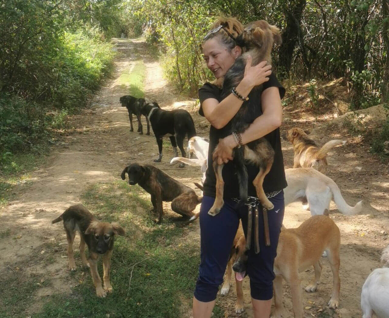 Krasimira Spasova (Krassy) with her rescue dogs