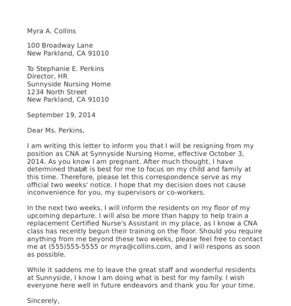 Resignation Letter Sample Semi Block Style : Free ...