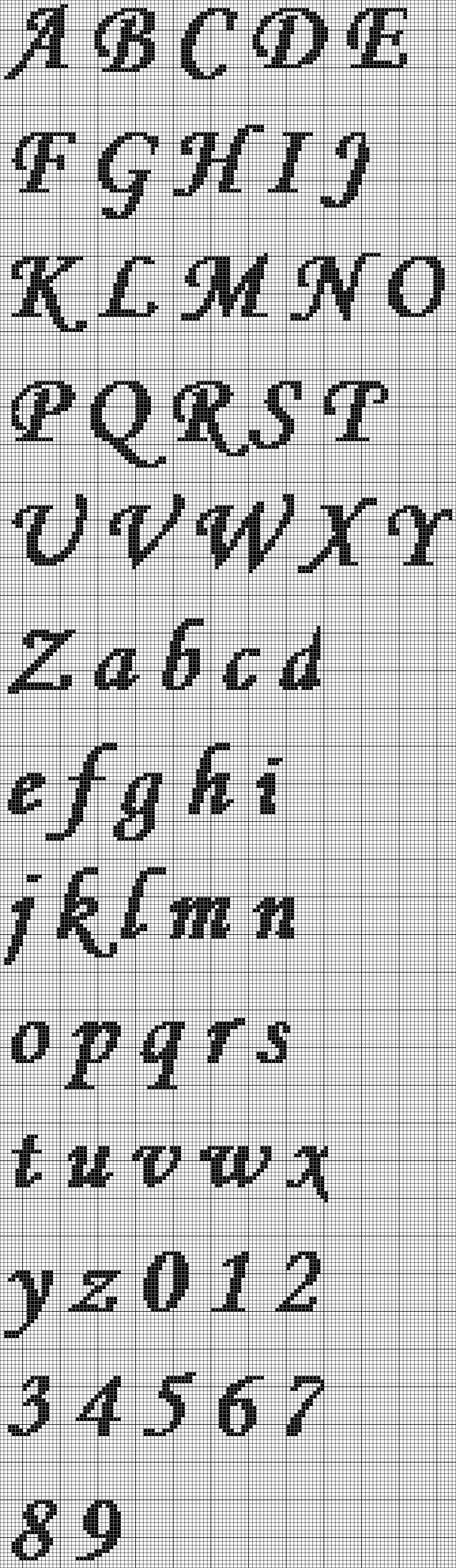 Free alphabet cross stitch patterns. Left Col Here