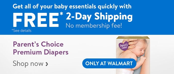 Get all your baby essentials quickly with FREE 2-Day Shipping on all qualified orders. Shop now for Parent's Choice premium diapers; only at Walmart.